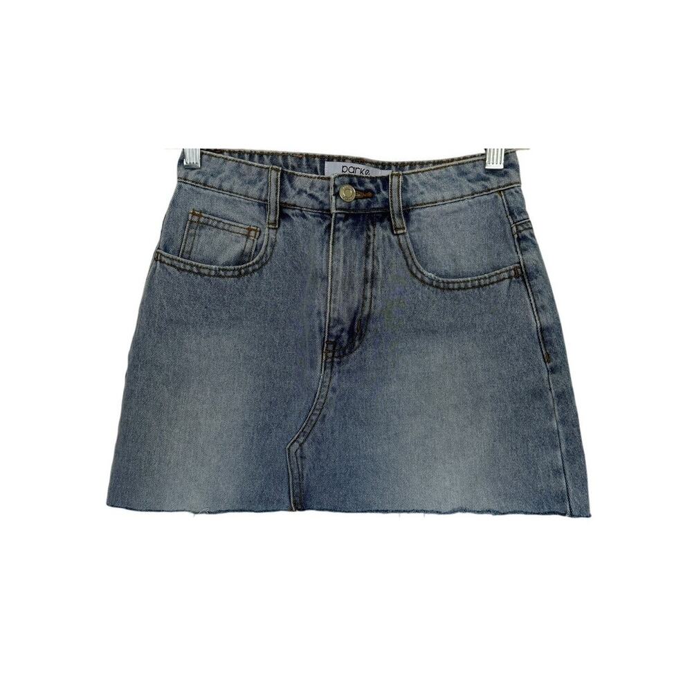 Parke Cutoff Denim Skirt - Blue - Size Small